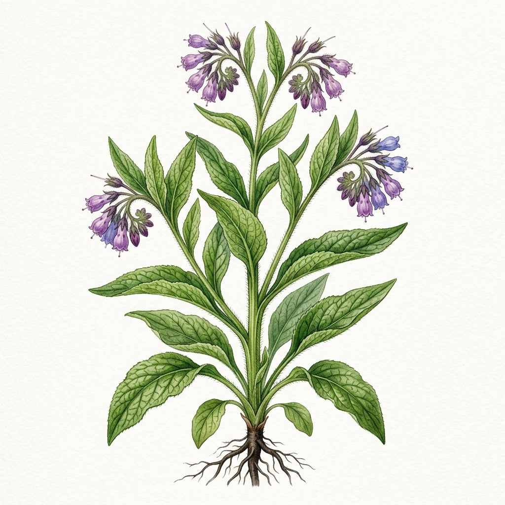 Comfrey Flower Botanical Illustration